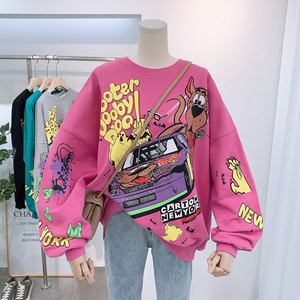 Camiseta de manga larga coreana suelta cuello redondo de talla grande sudaderas con capucha y sudadera para <span class=keywords><strong>mujer</strong></span> con Otoño Invierno - Product Image 1