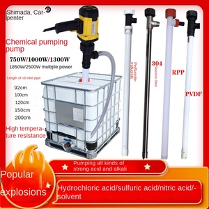 <span class=keywords><strong>Pompe</strong></span> <span class=keywords><strong>électrique</strong></span> portable haute pression résistante aux acides et aux alcalis, anti-corrosion, avec tuyau en PTFE pour le transfert de produits chimiques et de bidons d'huile - Product Image 2