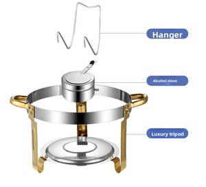 Juego de Calentador de <span class=keywords><strong>Comida</strong></span> Tipo Buffet de Acero Inoxidable con Olla Redonda de 4.5L, Calentador de Alimentos <span class=keywords><strong>para</strong></span> Hoteles, Restaurantes y Banquetes - Product Image 3
