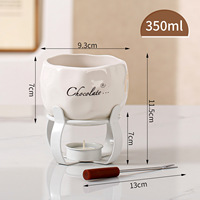 Chauffe-bougie pour pot à fondue, idéal pour chocolat, fromage, fruits, desserts, ensemble de pot à fondue en céramique avec fourchette