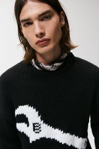 Logo personnalisé OEM & ODM Pull en jacquard noir à clé décontracté Pull pour hommes à col rond et à manches longues - Product Image 2
