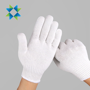Guantes de trabajo de seguridad para las manos de algodón de punto blanco blanqueado resistente lavable de protección industrial SKPURE - Product Image 1