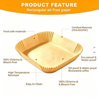 Papier de cuisson rectangulaire naturel non blanchi et sans danger pour friteuse à air, idéal pour la préparation de repas pour enfants