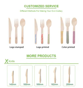 Eco-Friendly Bulk Disposable 110 140 160 Mm Wooden Cutlery/ Wooden Knife Fork And Spoon