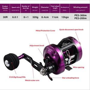 Moulinet de pêche en mer tout en métal, main droite, roulement lent, <span class=keywords><strong>Thunder</strong></span> 30R, jauge de fil synchrone, 12 kg, génération Hair - Product Image 3