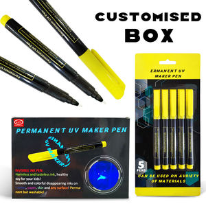 Stylo à encre invisible pour enfants avec <span class=keywords><strong>lampe</strong></span> UV LED, pointe de pinceau oblique/plate, marqueur non toxique pour jeux d'espionnage - Product Image 5