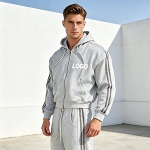 Conjuntos de sudadera con capucha para hombre, conjuntos de sudadera y pantalones de chándal de 580GSM con bordado 3D, lavado ácido y pedrería para hombre, conjuntos de joggers anchos y holgados. - Product Image 5