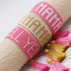 Pulsera de Cuentas de Vidrio Miyuki Japonesas Tejidas a Mano, Colección Bohemia de Verano para Mujer, Ajustable, con Borla Ancha - Product Image 2