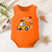 Set Prnatal 5 Bodysuit Bayi Tanpa Lengan dengan Pola Harimau/Dinosaurus/Singa, Katun Lembut dan Kancing Tekan yang Praktis