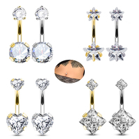 Bijoux fins nombril anneau F136 titane fil interne rond/carré/étoile/coeur CZ nombril anneaux Piercing bijoux de corps