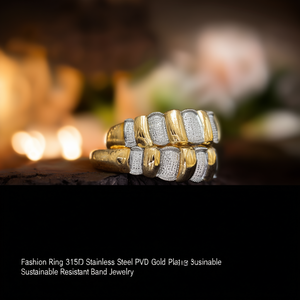Fashion <b>Ring</b> 316L Stainless Steel PVD Gold Plating Sustainable Resistant Band Jewelry - Product Image 3