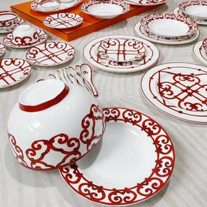 Service de table en porcelaine de haute qualité de style européen rouge chinois et assiette à dîner en porcelaine - Product Image 5
