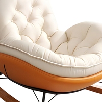 Fauteuil à bascule de luxe en cuir et tissu, style nordique moderne, pour salon et salle d'attente, prix de gros