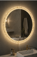 Miroir LED intelligent direct usine, taille personnalisée, anti-buée, éclairé, pour salle de bain, avec interrupteur tactile, haut-parleur Bluetooth, variation d'intensité progressive