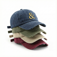Casquette de baseball tendance streetwear en jean délavé avec broderie simple de lettres, protection solaire extérieure réglable