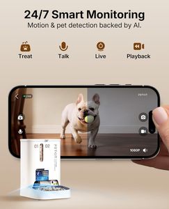Comedero Automático para Gatos y Perros con Cámara, Reconocimiento Multi-Gato, Visión Nocturna, WiFi 2.4G y 5G, Bloqueo de Frescura, Doble Tolva de 5L con Temporizador - Product Image 2