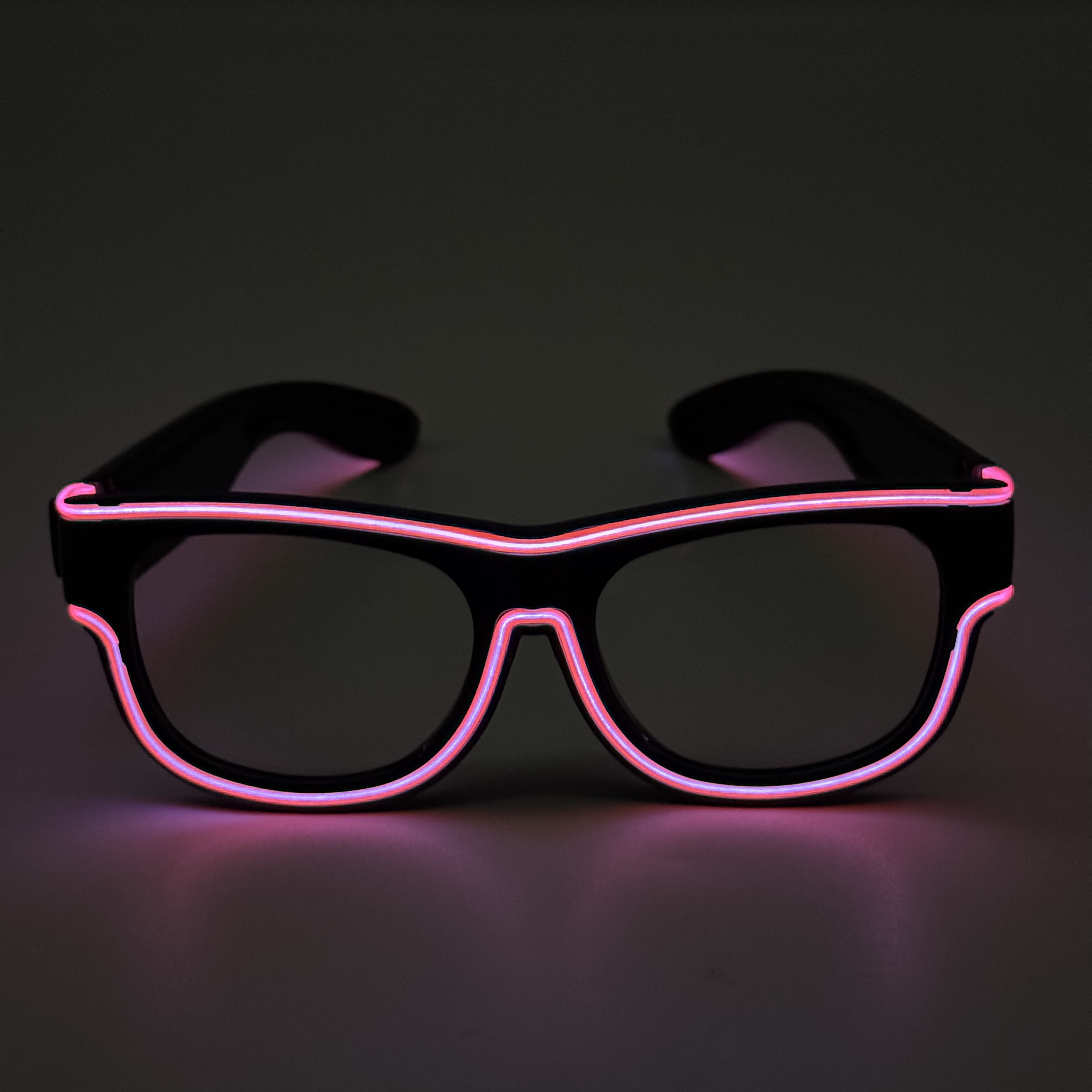 Clear lens with pink light