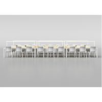 Bureau de lecture multi-personnes au design jeune pour l'école, l'université, l'hôtel, la bibliothèque, table d'étude collaborative avec gestion des câbles et éclairage LED