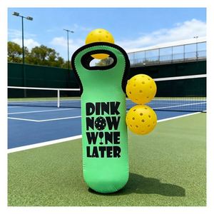 Manchon de bouteille de vin en néoprène personnalisé pour le pickleball, idéal pour les tournois, avec détails du tournoi et personnalisation de la marque - Product Image 1