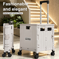 Chariot pliant compact à double roulement pour service de restauration en cuisine, en plastique écologique, capacité 45/65L