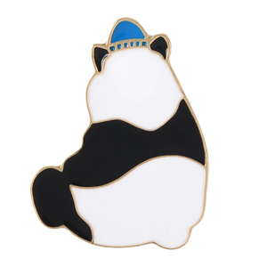 Broches de metal personalizados con diseño de panda, elegantes, al por mayor, de esmalte duro y suave, para ropa - Product Image 4