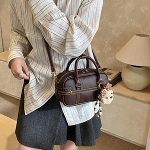 Retro women's winter style zipper closure PU leather polyester women's tote <b>bag</b> - Product Image 2