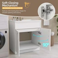 Meuble de salle de bain moderne minimaliste haut de gamme en MDF, autoportant, base blanche mate, sans dessus, avec 2 portes