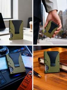 Cartera RFID Minimalista Personalizada OEM 2025 con Clip para Billetes, Tarjetero de Metal de Aluminio, Bloqueo RFID para Bolsillo Frontal - Product Image 5