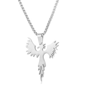 yunnique Stainless Steel Phoenix Pendant <b>Necklace</b> With Chain 60Cm <b>Long</b> For Men Fashion Jewelry Wings Design Animal Zodiac Style - Product Image 3