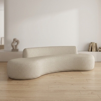Canapé modulaire minimaliste en forme de S, assise extra profonde, style crème, compressé sous vide