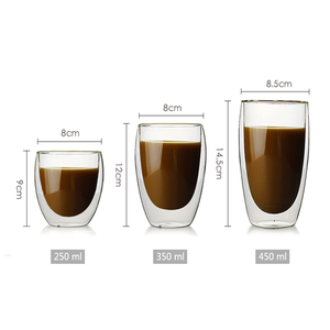80ml 150ml 250ml 350ml 450ml succo di tè fatto a mano acqua bere doppia parete di <span class=keywords><strong>vetro</strong></span> tazza di caffè riutilizzabile - Product Image 2