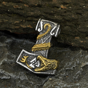 MECYLIFE Collier marteau de Thor nordique Pendentif serpent collier Viking en acier inoxydable pour hommes - Product Image 3