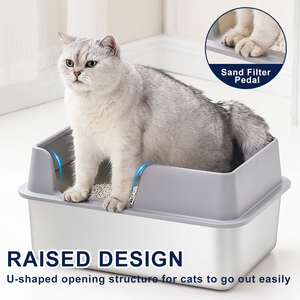 High Sided Open <b>Cat</b> Litter <b>Box</b> Anti-Splash Metal <b>Cat</b> Litter <b>Box</b> Large Metal - Product Image 6