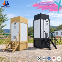 Cabine de toilettes portable autonome, sans plomberie, toilettes extérieures modulaires avec réservoir d'eau intégré et système septique