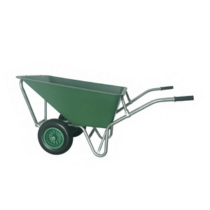 عربة يد ثقيلة الخدمة خضراء اللون بإطار فولاذي موثوق وعجلة هوائية واحدة ومقابض قبض - Product Image 4