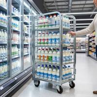 Chariot de transport de lait en acier galvanisé pour entrepôt frigorifique, conteneur roulant pour la logistique laitière