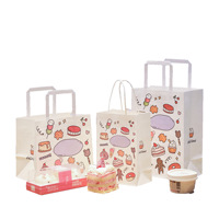 Sacs en papier kraft avec poignées, sacs cadeaux pour desserts, pains, gâteaux, pâtisseries, sacs d'emballage à emporter pour les cupcakes, pour les salons de thé
