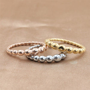 European Style Titanium Steel Bead <b>Ring</b> <b>Silver</b> Rose Gold Gold Women's Fashion Jewelry Retro Punk Geometric Ball Shape 24089 - Product Image 1