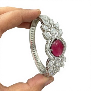 Stunning Silver Finish Premium Quality CZ Openable Fashion <b>Bracelet</b> for Wedding and Engagement Collection Party Wear For Women - Product Image 2