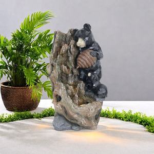 Nichoir moderne de conception <span class=keywords><strong>zen</strong></span> lumières LED jardin extérieur eau qui coule caractéristique nouvel ornement en résine de bois pour animaux de compagnie style artificiel - Product Image 6