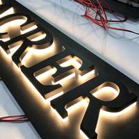 Lettres en métal 3D rétroéclairées sur mesure, enseigne lumineuse LED avec plaque arrière en acrylique, enseigne commerciale pour entreprise