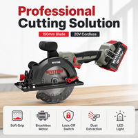 Scie circulaire sans fil 20V à moteur brushless 5025 avec poignée souple, extraction de poussière et éclairage LED pour la découpe du bois