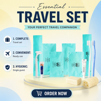 Kit d'accessoires hôteliers portables : Savon, brosse à dents et dentifrice jetables en plastique, kit de rasoir