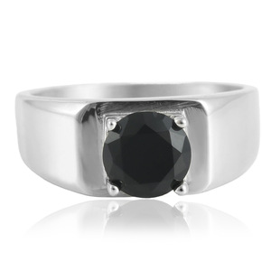 Women's <b>Titanium</b> Steel <b>Ring</b> With Blue Gemstone Prong Setting Geometric Design Gift Jewelry - Product Image 2