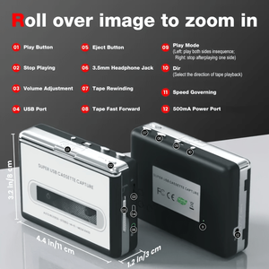Super USB Kassettenspieler mit Auto-Reverse, Stereo HiFi, <span class=keywords><strong>Megabass</strong></span>, Kassette-zu-MP3-Konverter, Tragbarer Walkman-Rekorder, Digital USB TF-Karte - Product Image 4