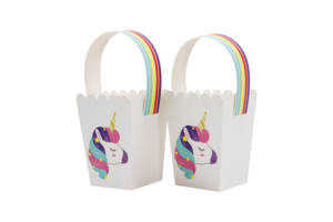 Boîte en papier avec poignée pour cadeaux et friandises sur le thème de la <span class=keywords><strong>licorne</strong></span>, boîtes à <span class=keywords><strong>pop</strong></span>-<span class=keywords><strong>corn</strong></span> et bonbons pour fête d'anniversaire ou baby shower - Product Image 4