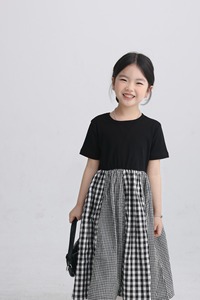 2025 mùa xuân và mùa hè quần áo trẻ em mới cô gái Nhật Bản kẻ sọc Chắp Vá Váy trẻ em váy CHA mẹ-con - Product Image 2