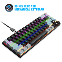 Clavier mécanique de jeu à axe vert et rouge, 68 touches, rétro-éclairage RGB, Double couleur