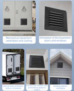 Capot d'échappement <span class=keywords><strong>de</strong></span> fenêtre carrée <span class=keywords><strong>de</strong></span> débouché <span class=keywords><strong>de</strong></span> Louvre carré imperméable noir d'acier inoxydable <span class=keywords><strong>pour</strong></span> l'évent <span class=keywords><strong>de</strong></span> climatisation <span class=keywords><strong>de</strong></span> Ventilation <span class=keywords><strong>de</strong></span> bureau - Product Image 6