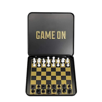 Boîte en étain personnalisée pour jeu d'échecs rectangulaire de voyage